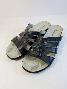 Bare Traps Garnie Black Leather Women’s Sandals Size 7.5 Medium - Picture 1 of 8