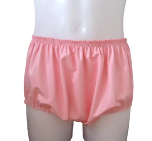 Latex Sissy Knickers Underwear Rubber Briefs Pants Panties Pink Baggy Roleplay - Picture 1 of 12