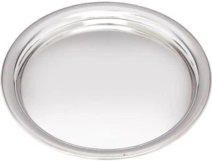 Salvador de bandeja de peltre redonda pequeña 170 mm de ancho pulido brillante perfecto para grabar - Imagen 1 de 3