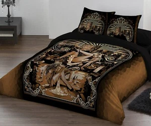 HOLLYWOOD NIGHTS - Juego de edredón tamaño king Reino Unido / Twin EE. UU. / Tatuaje / Fantasía oscura - Imagen 1 de 3