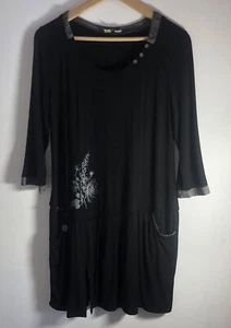 Gabrella Frattini Black/Grey Dress or Tunic Round Neck 3/4 length Sleeve Size 12 - Picture 1 of 11