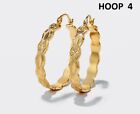9ct 9K Yellow Gold Plated Men Ladies Girls Small Medium Plain Hoop Earrings.xx