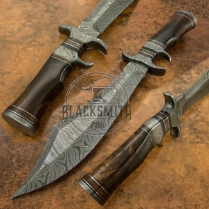 Coltello Bowei lungo damascato 16,5", coltello da sopravvivenza Bowie fatto a mano personalizzato, coltello regalo - Foto 1 di 6