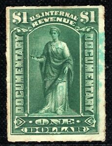 USA Revenue Stamp $1 DOCUMENTARY Used {samwells-covers}ORANGE329