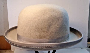 Cappello vintage Smithbilt BOWLER taglia 7 3/8 beige orlo 1,75" lungo 11,5" - Foto 1 di 13