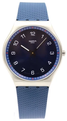 Новый Swiss Swatch кожи Irony 42 темно-синий силиконовый часы 42 мм SSO7S102 $200 - Изображение 1 из 4
