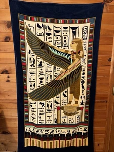 Vintage Hilasal Badetuch Ägyptische Pharaokunst 61 "x34" 70er Jahre TOP - Bild 1 von 4
