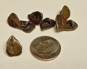 buttons leaves bronze 1/4x3/8" metal shank 5pcs - Picture 1 of 6