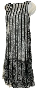Sandra Darren Sheer Keyhole Button Back Pleated Pull Over Midi Sheer Dress 14 - Picture 1 of 7
