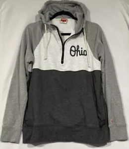 WOMEN'S HOMAGE SCRIPT OHIO GRAY HOODED 1/4 Zip SWEATSHIRT SIZE M - Picture 1 of 6