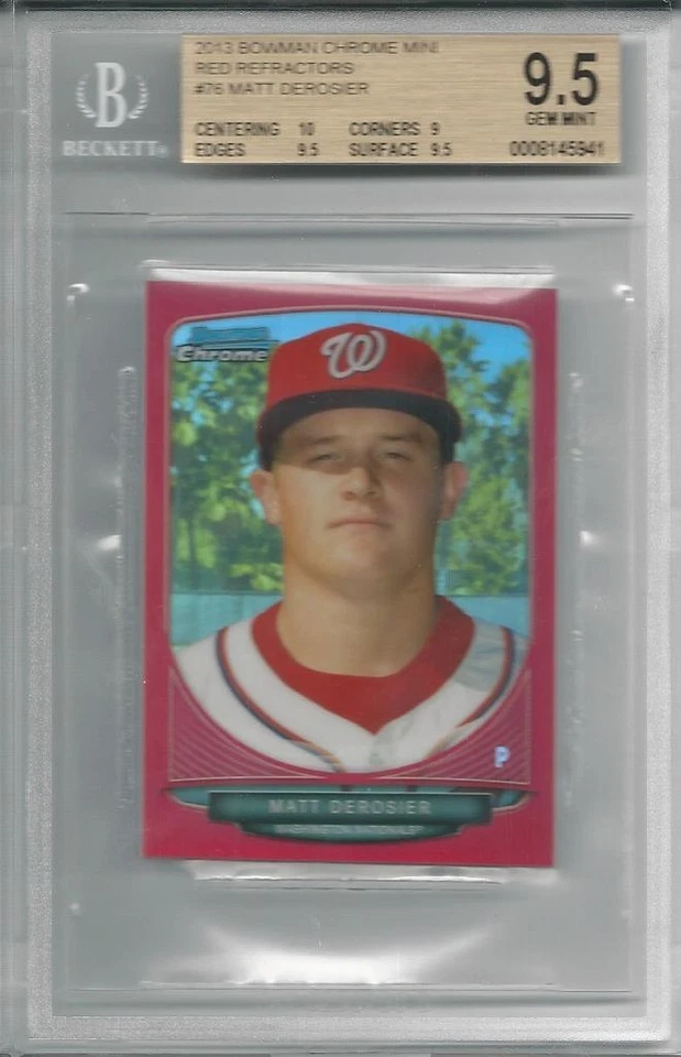 BGS 9.5 2013 Bowman Chrome Mini Red Ref #76 Matt Derosier RC #d 7/10 NATIONALS - Image 1 of 1