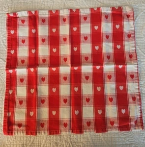 Set 4 Tovaglioli Cotone Rosso Bianco Plaid Cuore Panno San Valentino QUALITÀ Ungheria - Foto 1 di 5