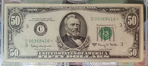 1963 A Star Note 50$ Fifty Dollar Bill Fed. Res. PA. Bank of Phil. ( RARE NOTE ) - Picture 1 of 11