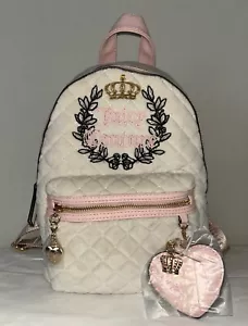 NEW ! NWT JUICY COUTURE Velour Royal Moment Medium Backpack Crystal/Pink Clay - Picture 1 of 6