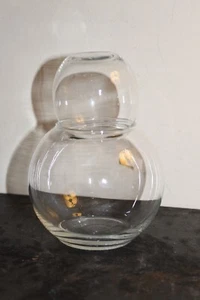 Vintage Bedside Water Carafe Bubble Clear Glass MCM Glass & Pitcher Decanter - Picture 1 of 4