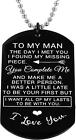 To My Man I Love You Dog Tag Pendant Necklace Couples Lovers Jewelry For Him Boy