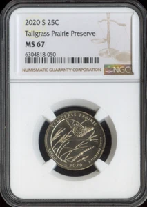 2020-S Tallgrass Prairie Quarter NGC MS67 Auction - Picture 1 of 2