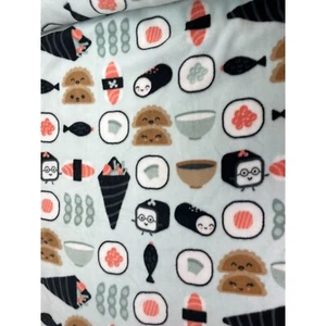 Sushi rolls Fleece Fabric Happy fish tacos Light green Joann 60"W By the Yard - Picture 1 of 6