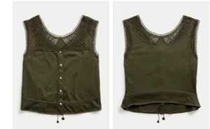 Camiseta sin mangas RRL RALPH LAUREN CROCHET ribete SIN MANGAS MEDIANA NUEVA CON ETIQUETAS - Imagen 1 de 7