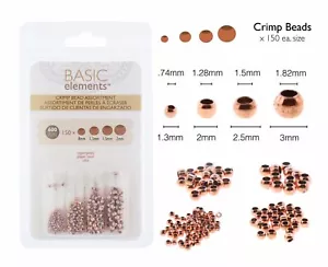 Copper Plated Crimp Beads, Basic Elements by Beadsmith, 4 Size Variety Pack, 600 - Picture 1 of 3