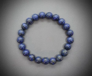 +natur+ LAPIS LAPISLAZULI Edelstein-Kugel-Armband-8 mm/19 cm-ORIGINALFOTO- A- #2 - Bild 1 von 1