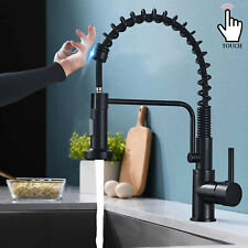 Touch Sensor Kitchen Faucet Swivel Pull Down Sprayer Sink Mixer Taps Matte Black