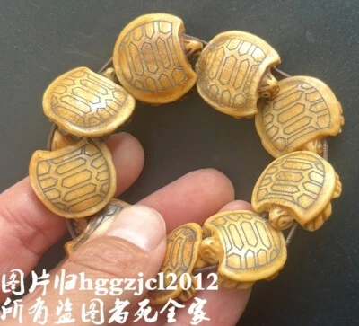 Pulsera Tortuga Esqueleto Natural Búfalo Tallado Tortuga Estatua Cadena Colección Foto 1 de 4