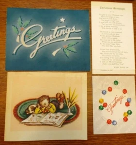 4 VINTAGE GREETING CARDS FROM 1947 {01} - Picture 1 of 10