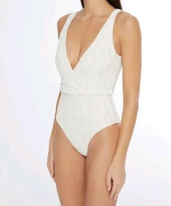 Neu ohne Etikett Onia Michelle einteiliger Badeanzug mit Gürtel Elfenbein Größe Large Federdesign - Bild 1 von 11