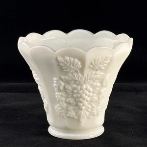 Vintage Westmoreland White Milk Glass12 Paneled Grape Flower Pot or Vase - Picture 1 of 6