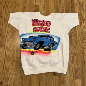 Vintage Airbrush Chevy 327 Camaro Wheeler Dealer Joe Sweatshirt Fits 20.5x25 Vtg - Picture 1 of 6