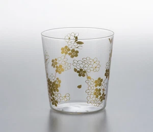 HAKUICHI SAKURA vetro fiori di ciliegio Giappone fatto a mano foglia oro - Foto 1 di 7