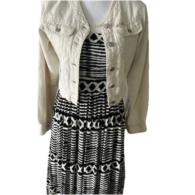 Tracy Reese Dress Tribal Jersey A-Line  Small Women Black Ivory $248 NWT - Image 1 of 4