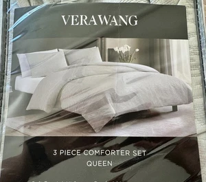 Vera Wang Illusion 3 Piece Queen Comforter Set Silver Grey $334 - Picture 1 of 6
