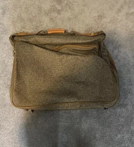 Vintage Hartmann Luggage Brown Tweed Leather Travel Bag 22”x19”x7” Missing Strap - Picture 1 of 12