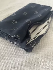 Baby Gap Navy Blue Galaxy Cotton Reversible Bear Face Blanket Lovey Stripe - Picture 1 of 7