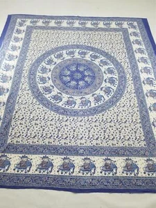 Vintage Indian Printed Decorative Wall Hanging Tapestry 92x82 inches - Picture 1 of 12