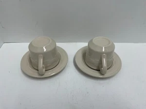 Longaberger Set 4 Pezzi Tazza da Tè e Piattino Tradizioni Tessuto Avorio USA Cesto Tessuto - Foto 1 di 10