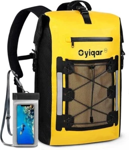 Waterproof Backpack Heavy Duty Dry Bag Roll Top Closure 35L/Yellow - Picture 1 of 6