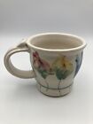 Vintage Studio Art Pottery Handcrafted Tea Coffee Cup Mug Flowers Blue Red White