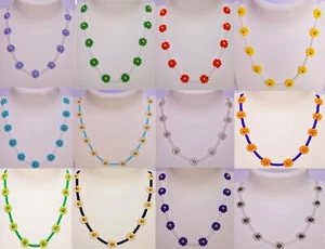 Hecho a mano Flor Margarita Cuentas Gargantilla Collar Regalo Hombres Mujeres Damas Joyería N107 - Imagen 1 de 25