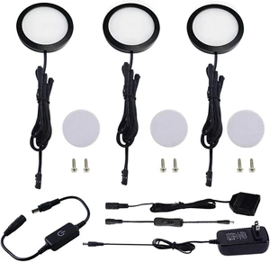 under Cabinet LED Black Cover Puck Lighting Kit with Touch Dimmer Switch for Kit - Picture 1 of 7