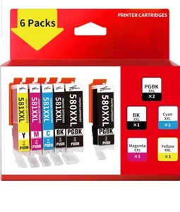 580XXL 581XXL Ink Cartridge Replacement for Canon PGI-580 CLI-581 Ink Compatible - Picture 1 of 7