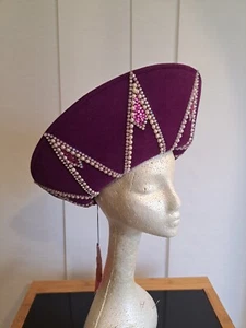 Jack Mcconnell Vintage hat, Purple Wool. Beautiful Stones. Crown Design. - Picture 1 of 6