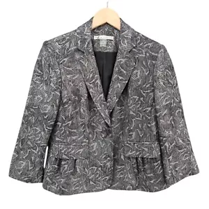 Peter Nygard Blazer Jacket Womens Grey Black Metallic One Button Size 6P - Picture 1 of 12