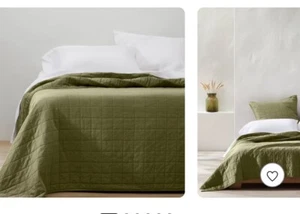 King Quilt+ 2 King Shams Heavyweight Linen Blend Casaluna™moss Color - Picture 1 of 2