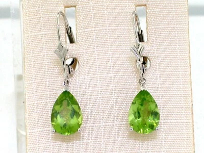 Paar Peridot Ohrhänger 585 Weißgold 14Kt Gold 2 natürliche facettierte Peridots - Bild 1 von 4