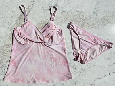 Swim Systems Set Tankini Pink Tie Dye Stretch Bra Underwired 38DD / Bottom XL - Image 1 of 4