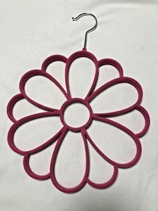 PINK FLOCKED FLOWER SCARF TIE BELT HANGER HOLDER FOR CLOSET - NEW - Picture 1 of 6
