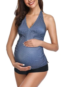 Z-17277-T17-1090) UMSTANDSBADEMODE SCHWANGERSCHAFTS TANKINI SET HOTPANTS GR. 38 - Bild 1 von 3